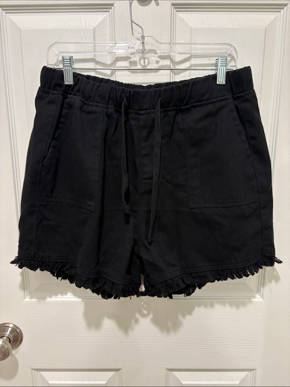 Source Unknown Black High-Waist Drawstring Fringe Shorts